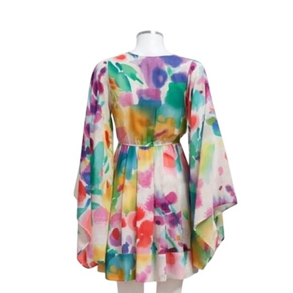 H&M Garden Collection Floral Dress Butterfly Kimono Sleeves Size 2 XS Boho - Picture 3 of 7